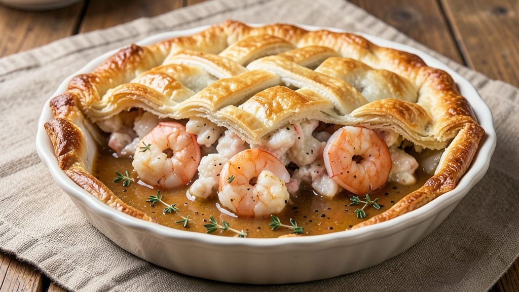 Shrimp And Crab Pot Pie Recipe: Flaky Crust Over Rich Seafood Gravy