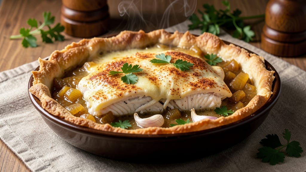 African Fish Pie Recipe: Flaky Crust Over Spiced Tomato Cream