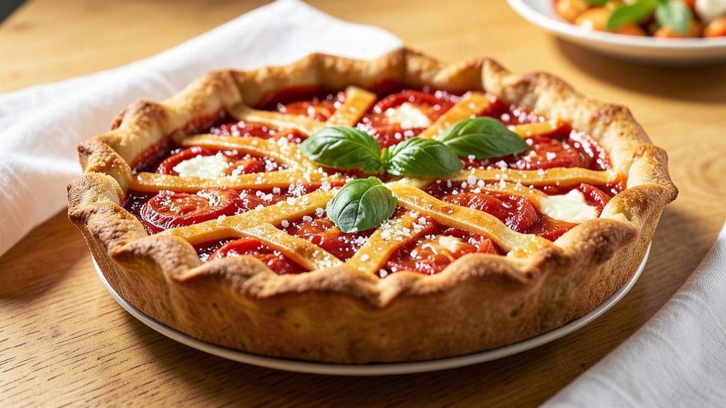 A Chef's Life Tomato Pie Recipe: Savory-Sweet Layers With Foil-Sealed Crust