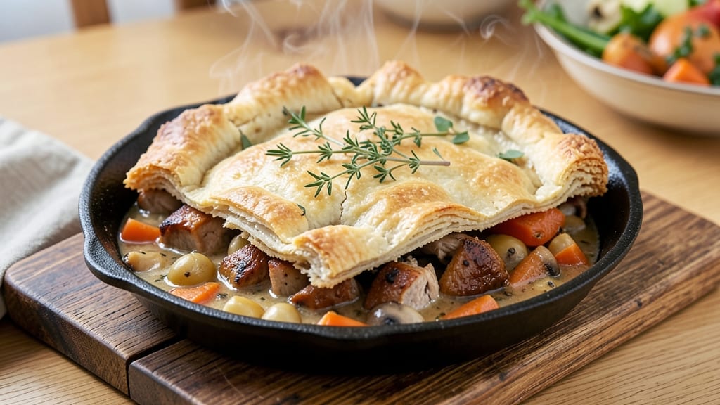 Turkey Pot Pie With Biscuit Crust Recipe: Gravy-Infused Flake That Stands Up to Filling