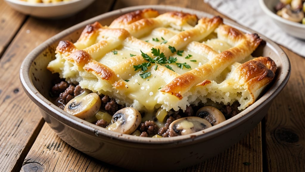 Shepherd's Pie Recipe With Cream Of Mushroom: Mashed Potato Crust Over Savory Meat and Veggie Filling