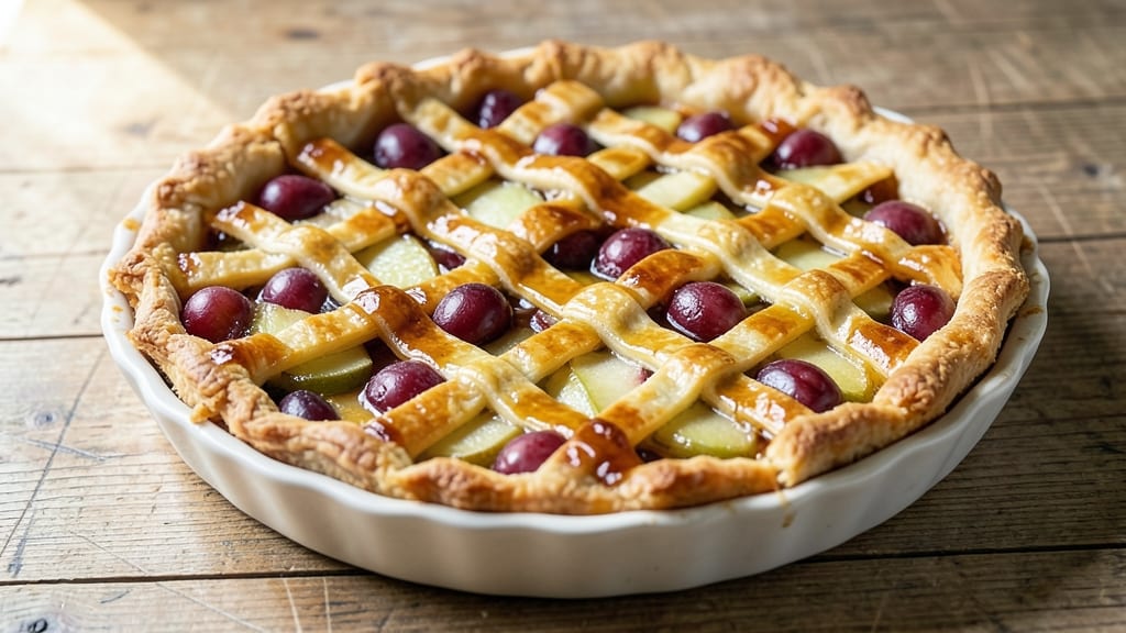 Apple and Grape Pie Recipe: Spiced Fruit Filling with Buttery Lattice Crunch