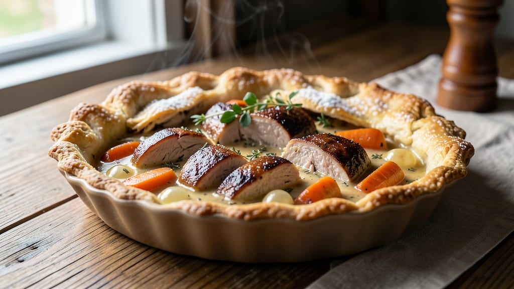 Savory Turkey Pot Pie Recipe: Flaky Lattice Crust Over Hearty Gravy and Tender Meat