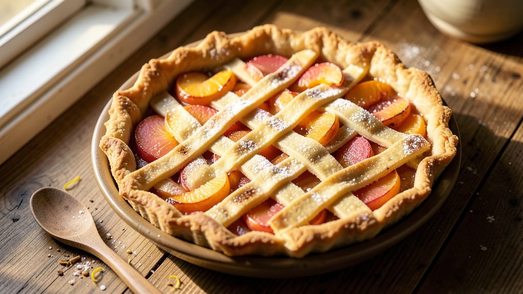 9-Inch Peach Pie Recipe: Lattice Crust That Stays Golden All Day