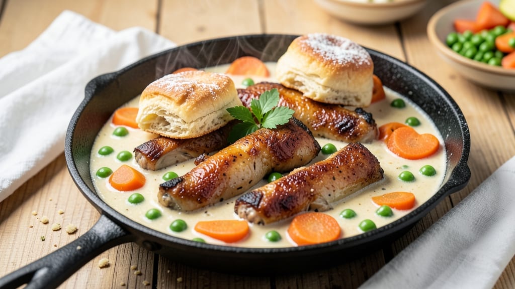 Instant Pot Chicken Pot Pie Recipe With Biscuits: One-Pot Creamy Gravy and Flaky Top