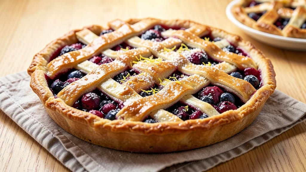 2-Crust Blueberry Pie Recipe: Juicy Bursting Fruit and Buttery Lattice Layers