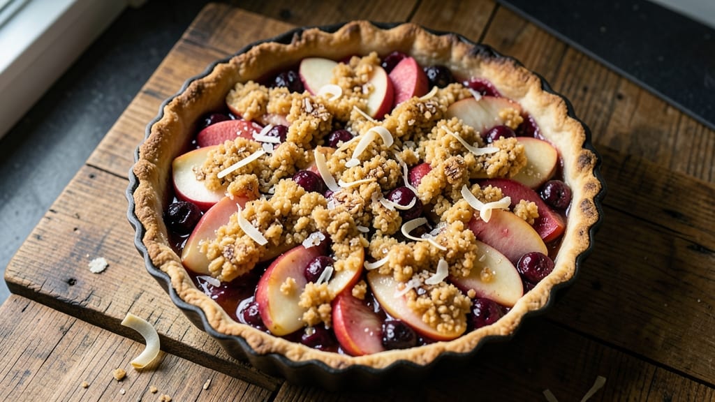 Apple Boysenberry Crumble Pie Recipe: Tart-Sweet Fruit Burst Under Buttery Oat Streusel