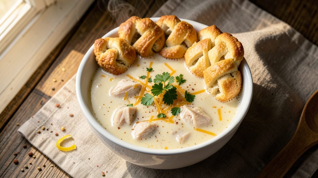 Progresso Chicken Pot Pie Soup With Pillsbury Biscuits Recipe: Homestyle Creaminess Topped With Buttery Biscuit Crust