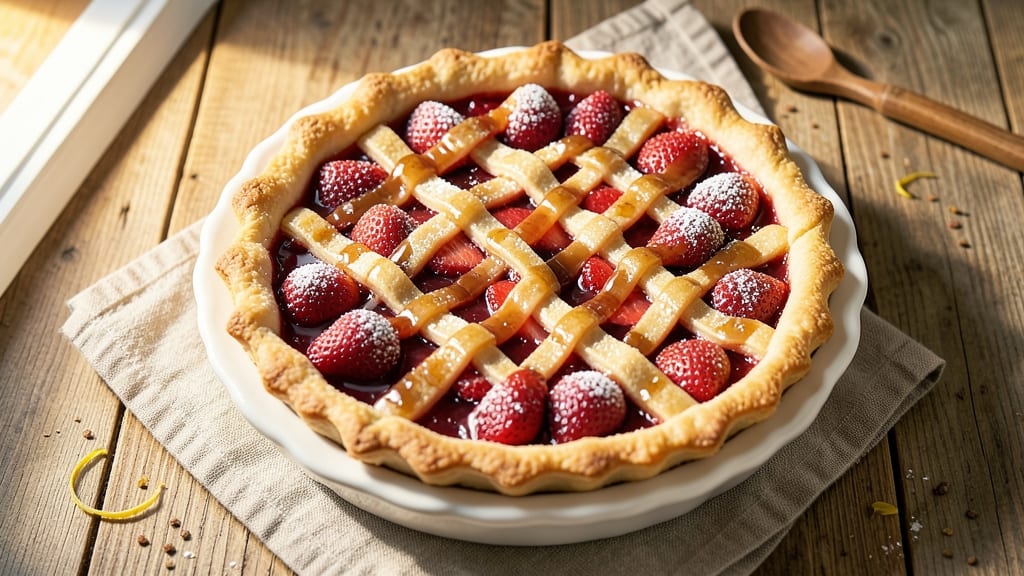 5 Star Strawberry Pie Recipe: Glazed Top Crust With Bursting Fruit Filling