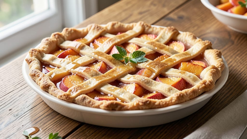 5 Star Peach Pie Recipe: Golden Lattice Crust Over Juicy Summer Filling