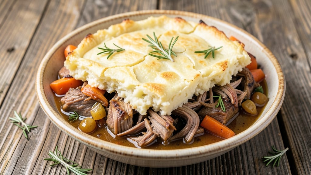 Shepherd's Pie Recipe Using Leftover Roast Lamb: Fluffy Mashed Potato Crown Over Savory Lamb Filling