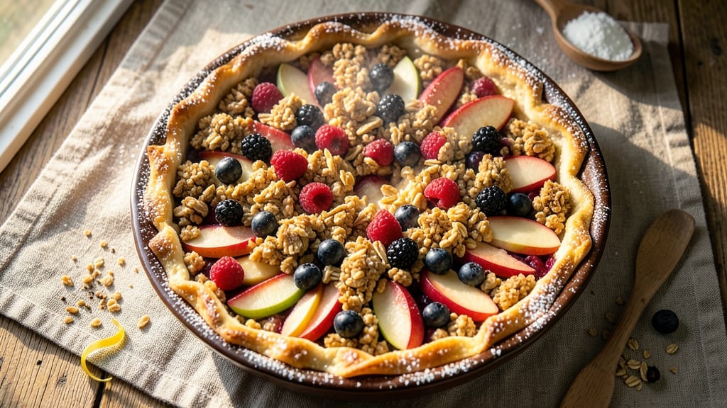 Apple Berry Crumble Pie Recipe: Warm Spice Crunch Over Foil-Sealed Fruit Bliss