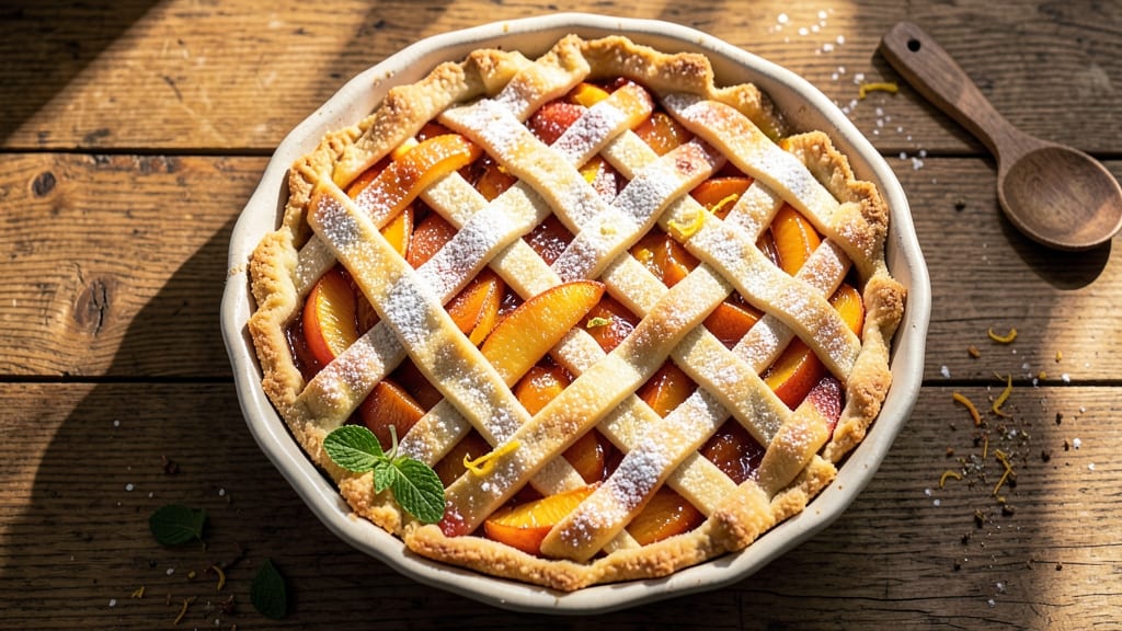 Amish Fresh Peaches Pie Recipe: Rustic Lattice Crust With Juicy Fruit Filling