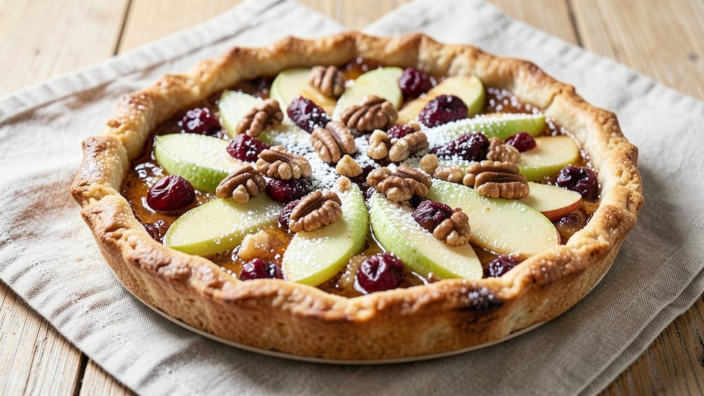 Apple Cranberry Walnut Pie Recipe: Rustic Lattice Crust Over Spiced Fruit Bliss